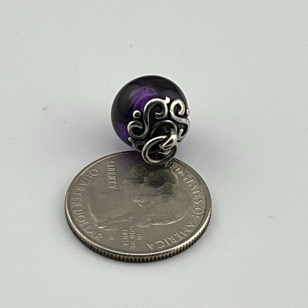 James Avery RETIRED HTF gentle Wave Purple Glass Finial Uncut - Picture 5 of 6